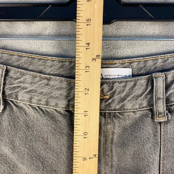 Zara Women's Gray Denim Cargo Jeans Size 10 Utility Pockets Wide Leg - Picture 6 of 8